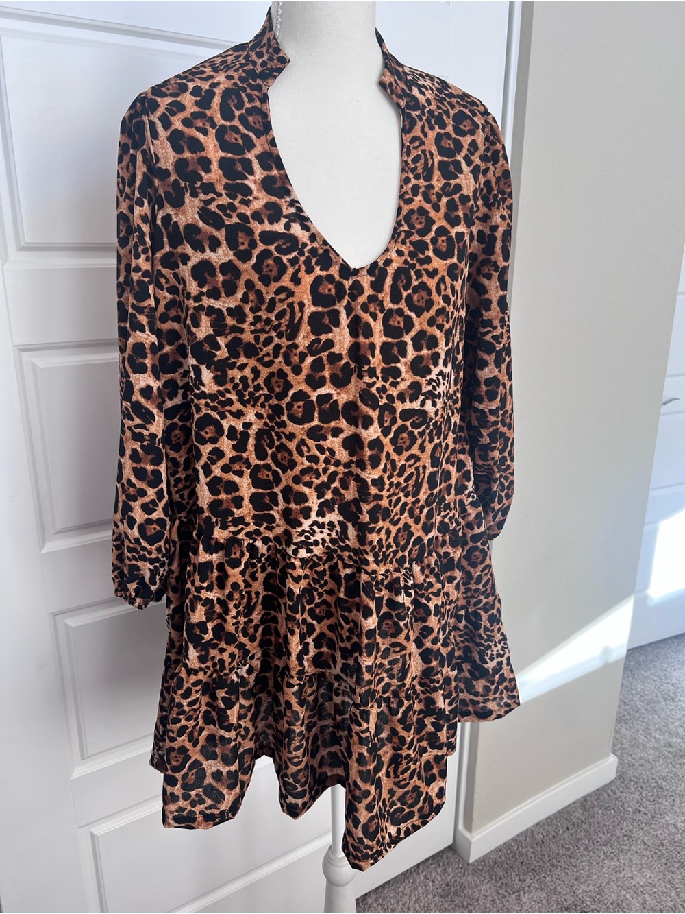 Velvet Torch Leopard Print Mini Dress - Brown & Black